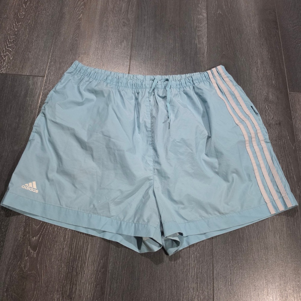 Vintage 2001 Adidas 3 Stripe Athletic Shorts Light Blue Mens Medium Retro Gym